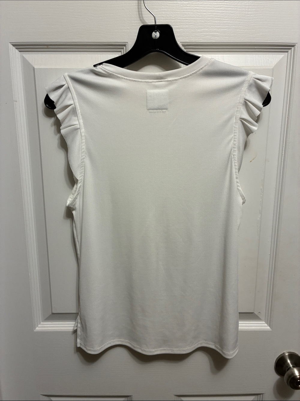 Lucky in Love White Ruffle Shoulder Tank Top - Picture 2 of 3